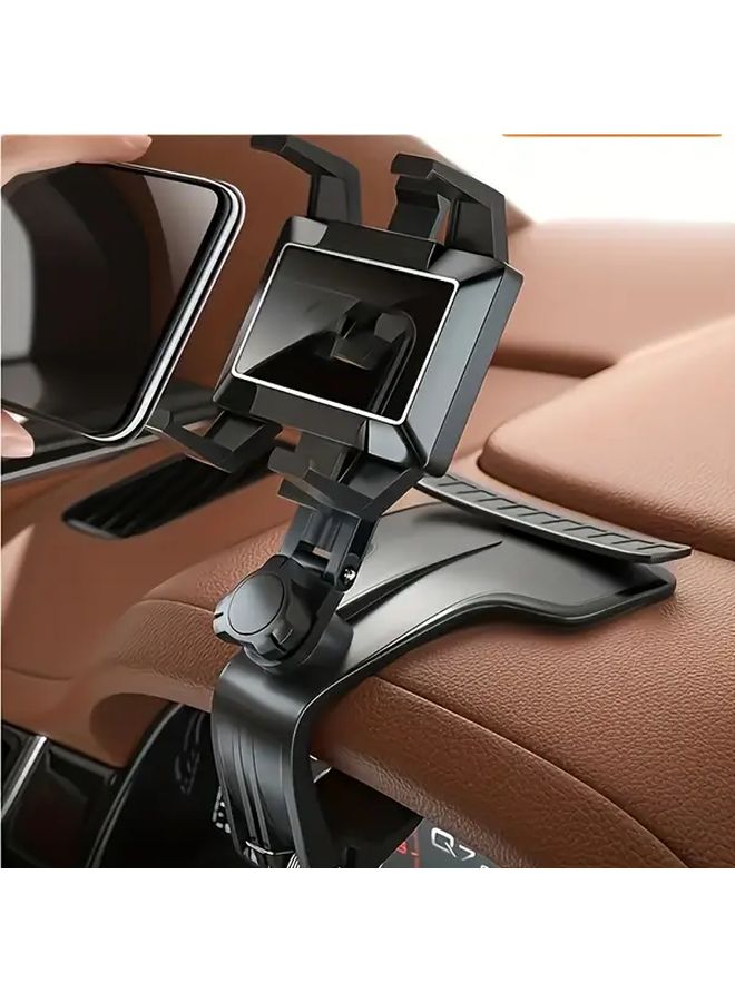 Black 360 Degree Rotating Car Phone Holder With Parking Number Plate Adjustable Mount - Image 1